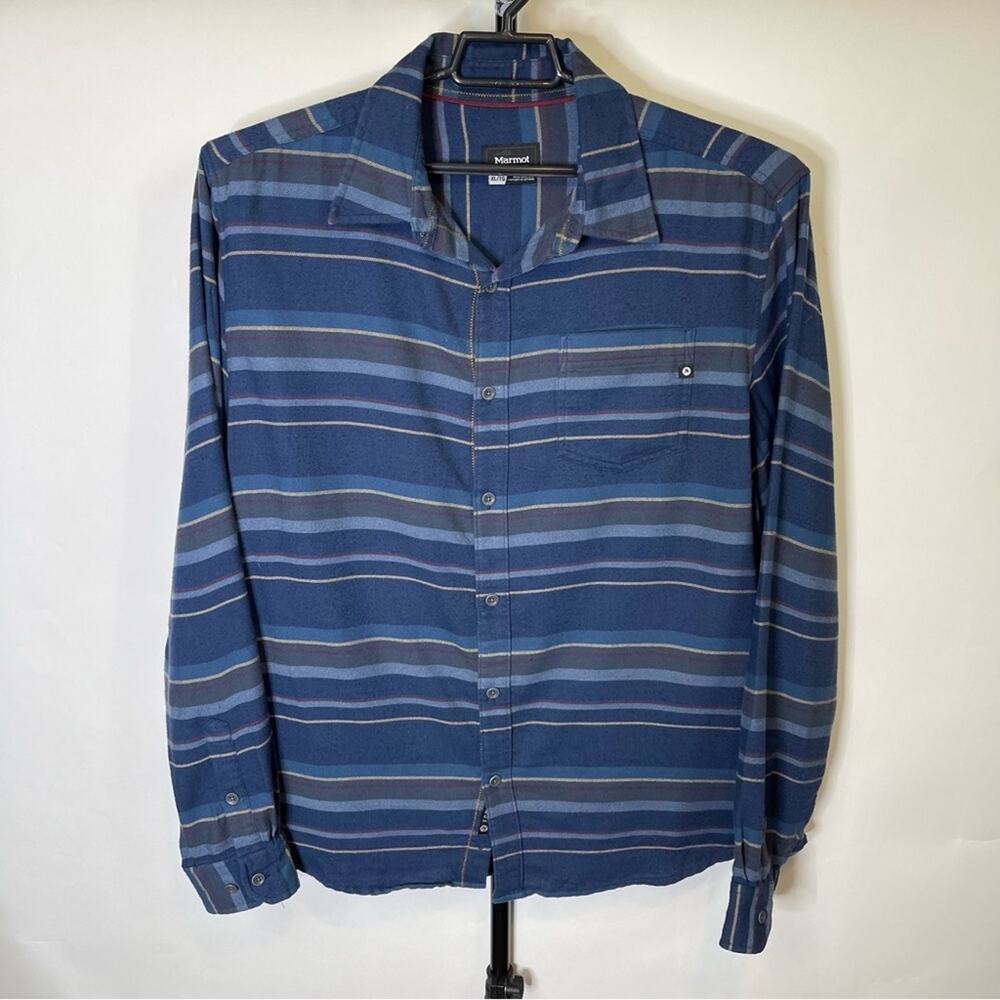 Marmot Blue Plaid Long Sleeve Shirt Size XL Men’s